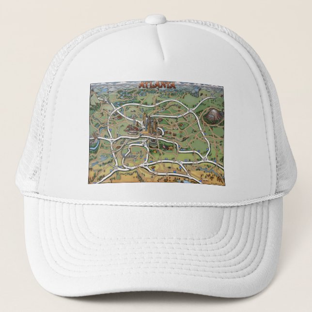 Atlanta Georgia Cartoon Map Trucker Hat (Front)