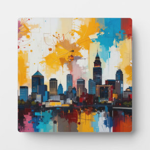Atlanta, Georgia City Skyline abstract painting 2 Plaque