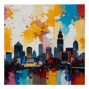 Atlanta, Georgia City Skyline abstract painting 2 Poster