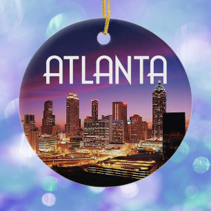 Atlanta, Georgia city skyline at night Ceramic Ornament