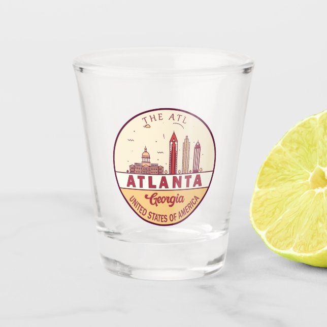 Atlanta Georgia City Skyline Emblem Shot Glass (Front)