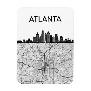 Atlanta Georgia City Skyline With Map Magnet