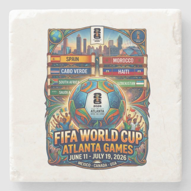 Atlanta Georgia FIFA World Cup 2026 Stone Coaster (Front)