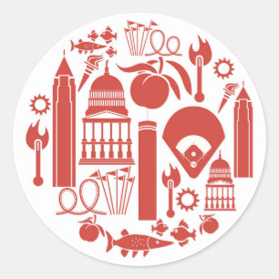 Atlanta Georgia Icons Classic Round Sticker