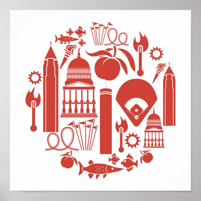 Atlanta Georgia Icons Poster (Front)