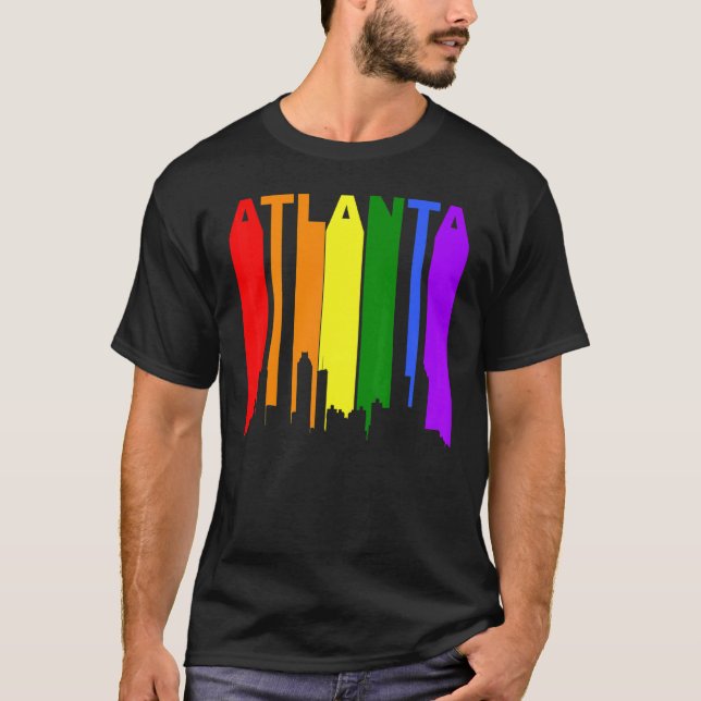 Atlanta Georgia Lgbtq Gay Pride Rainbow Skyline T-Shirt (Front)