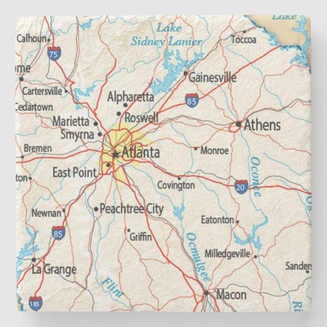 Atlanta, Georgia, Map, Coasters (Front)