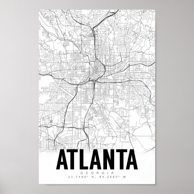 Atlanta Georgia Minimalist Map Art Poster (Front)