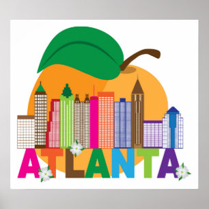 Atlanta, Georgia Peach Skyline Poster