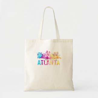 Atlanta Georgia Retro Watercolor Skyline Tote Bag