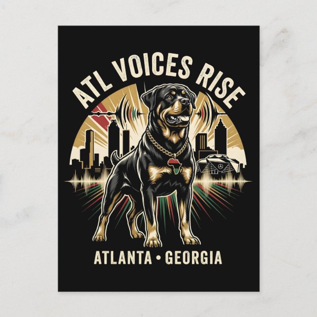 Atlanta Georgia Rottweiler Cultural Pride Art Postcard (Front)
