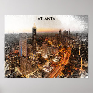 Atlanta Georgia Skyline Panorama View Poster
