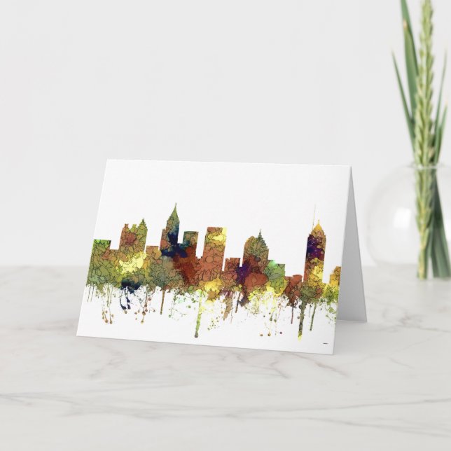 Atlanta Georgia Skyline SG-Safari Buff Holiday Card (Front)