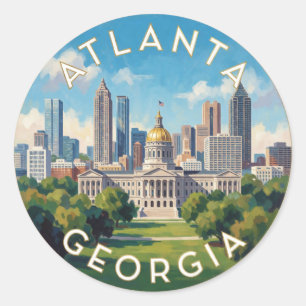 Atlanta Georgia Skyline Travel Classic Round Sticker