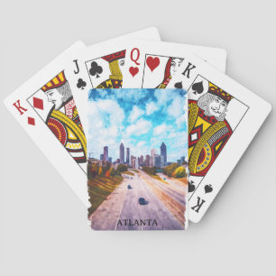 Atlanta Georgia Travel Skyline City Watercolor Playing Cards