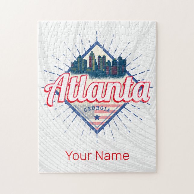 Atlanta Georgia United States Retro Skyline Jigsaw Puzzle (Vertical)