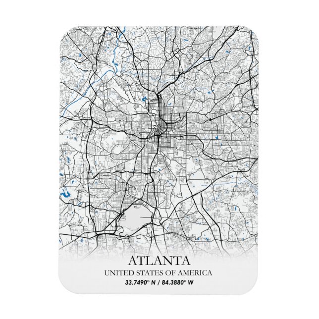 Atlanta Georgia USA Travel City Map Magnet (Vertical)