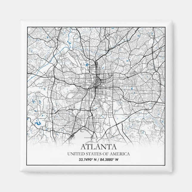 Atlanta Georgia USA Travel City Map Magnet (Front)