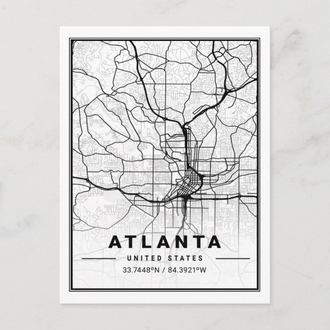 Atlanta Georgia USA Travel City Map Postcard (Front)