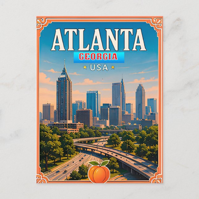 🍑 Atlanta Georgia Vacation Memory Postcard (Front)
