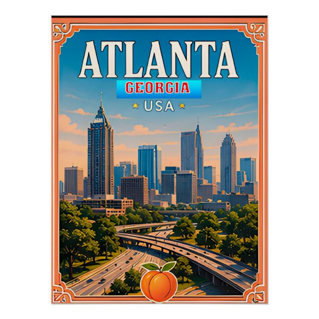 🍑 Atlanta Georgia Vacation Memory Poster (Front)