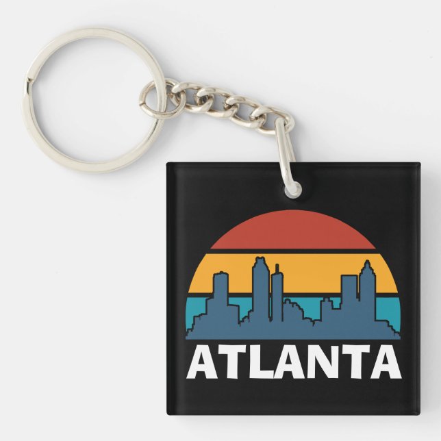 Atlanta Georgia Vintage Sunset Cityscape Key Ring (Front)