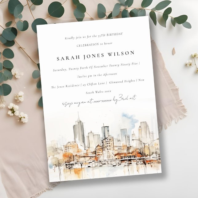 Atlanta Georgia Watercolor Landscape Birthday Invitation (Creator Uploaded)