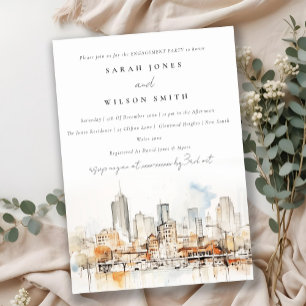 Atlanta Georgia Watercolor Landscape Engagement Invitation
