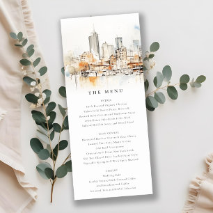 Atlanta Georgia Watercolor Landscape Wedding Menu Invitation