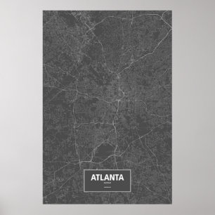 Atlanta, Georgia (white on black) Poster