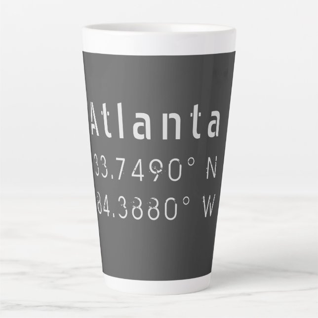 Atlanta Latitude & Longitude Dark Grey Latte Mug (Front)