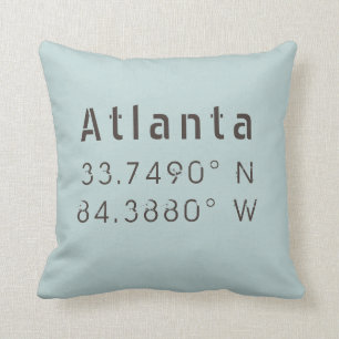 Atlanta Longitude Latitude Throw Pillow