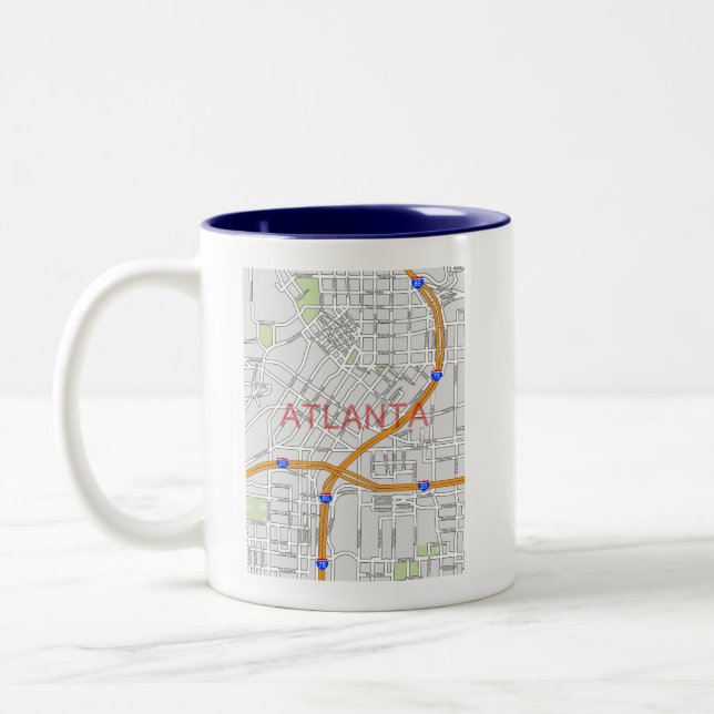 Atlanta Peachtree Road Map Two-Tone Coffee Mug (Left)