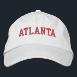 Atlanta Red Embroidery on White Embroidered Hat<br><div class="desc">Atlanta Red embroidery on White cotton hat. Makes a wonderful gift for anybody who loves Atlanta GA! If you would prefer to have your personal text then simply select "Personalise this template" details button to enter your choice of custom text. Embroidery is also customisable to other colour choices by selecting...</div>