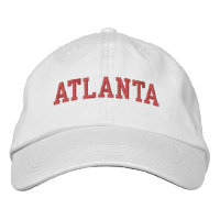 Atlanta Red Embroidery on White