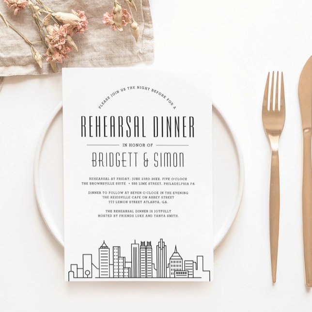 Atlanta Rehearsal Dinner | City Skyline Invitation (Creator Uploaded)