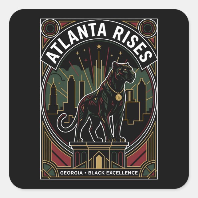 Atlanta Rises Black Panther Black Excellence Art Square Sticker (Front)