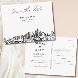 Atlanta Save the Date Postcard Elegant Wedding