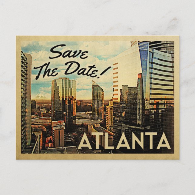 Atlanta Save The Date Vintage Postcards (Front)