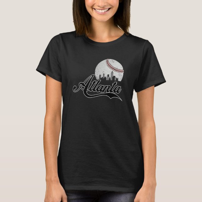 Atlanta Skyline Atlanta Georgia Baseball Cityscape T-Shirt (Front)