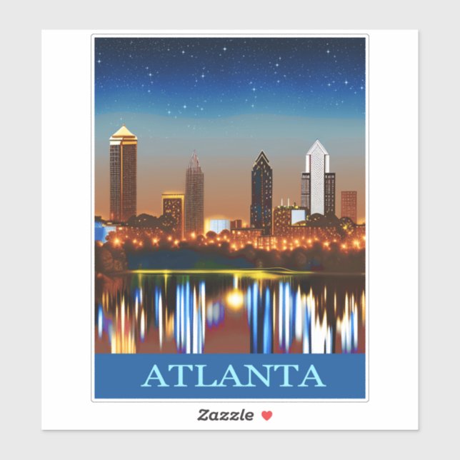 Atlanta Skyline by Night with Reflections (Sheet)