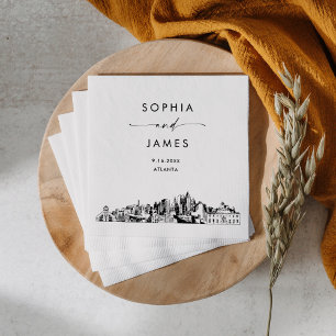 Atlanta Skyline Modern Wedding Cocktail Napkin