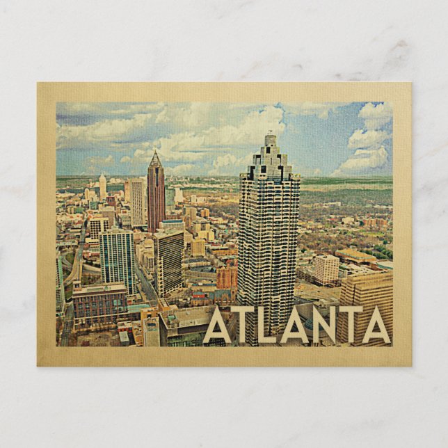 Atlanta Skyline Postcard Atlanta Vintage Travel (Front)