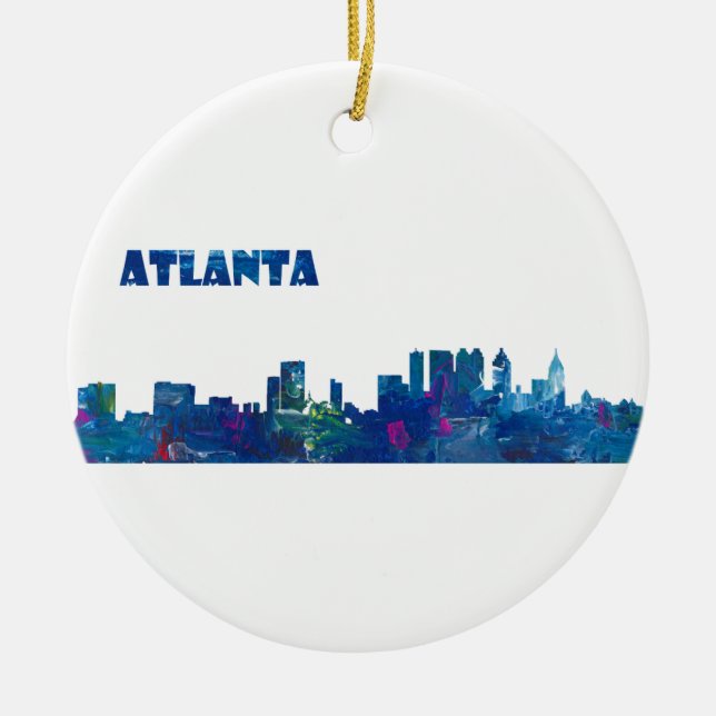 Atlanta Skyline Silhouette Ceramic Tree Decoration (Front)