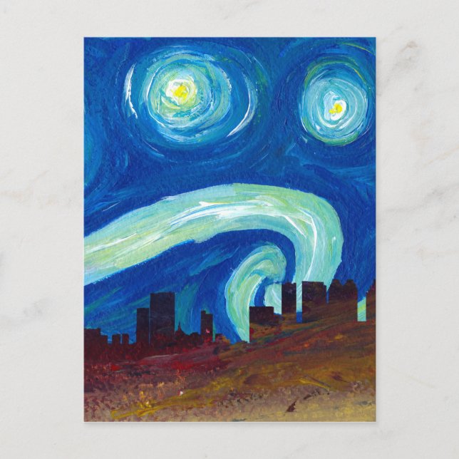 Atlanta Skyline Silhouette with Starry Night Postcard (Front)