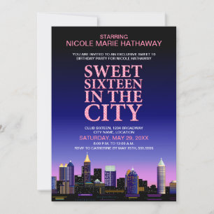Atlanta Skyline Sweet Sixteen Movie Party Invitation