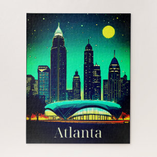 Atlanta Skyline Under a Starry Night Sky Jigsaw Puzzle