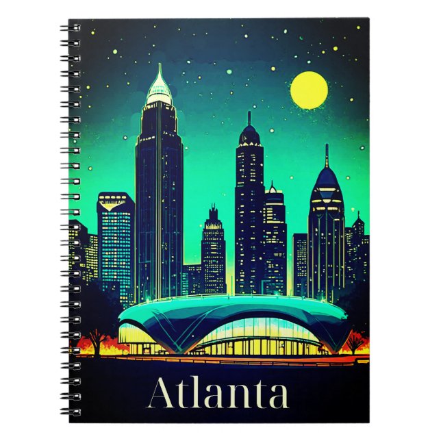 Atlanta Skyline Under a Starry Night Sky Notebook (Front)
