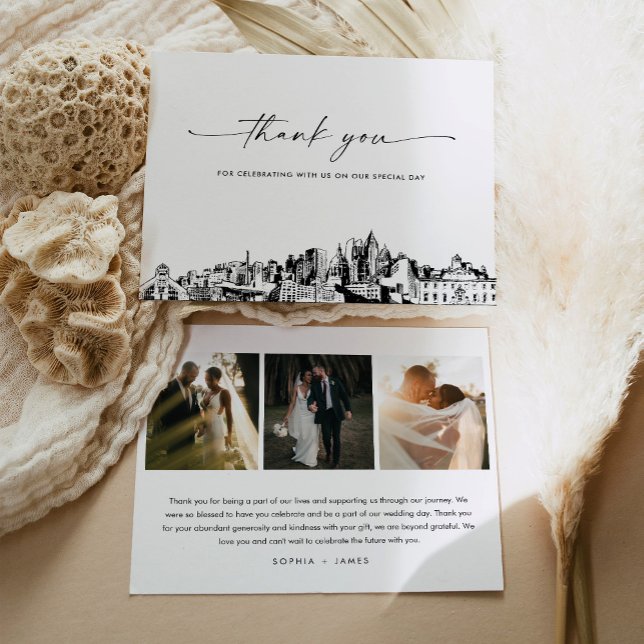Atlanta Skyline Wedding Photo Thank You Card (Creator Uploaded)