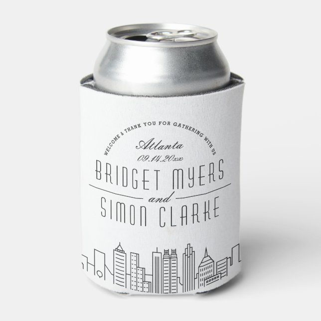 Atlanta Stylised Skyline | Wedding Can Cooler (Can Front)